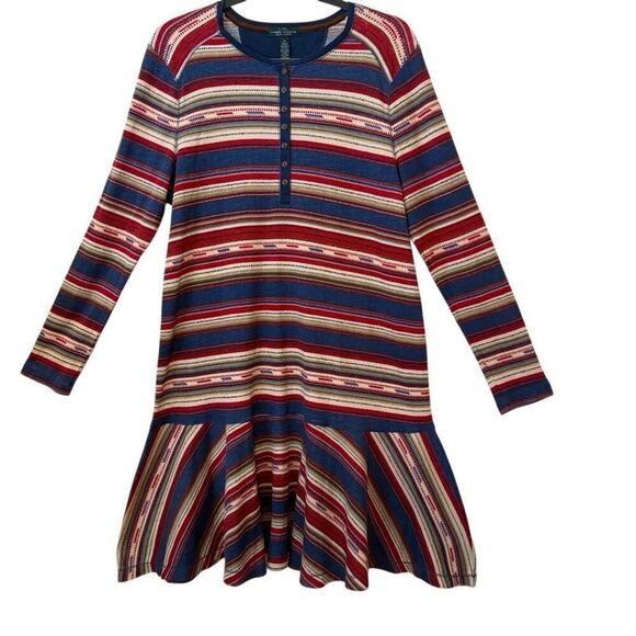 LRL Lauren Jeans Co. Vtg Southwest Dropped Waist Waffle Knit Dress Sz 1X - Picture 1 of 11